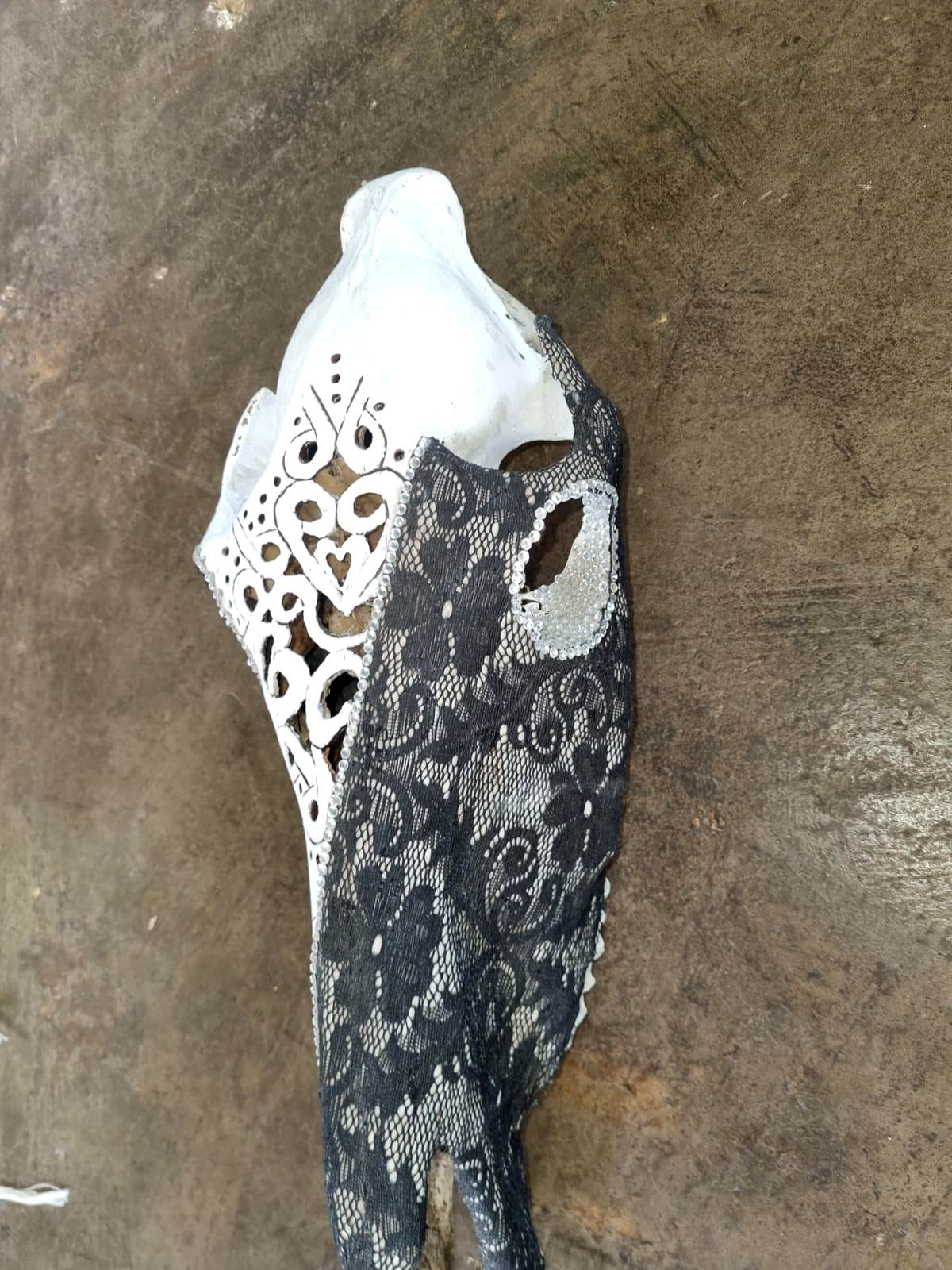Decorated zebra skull