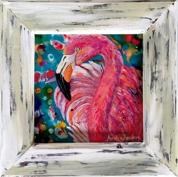 Pink flamingo acrylic painting