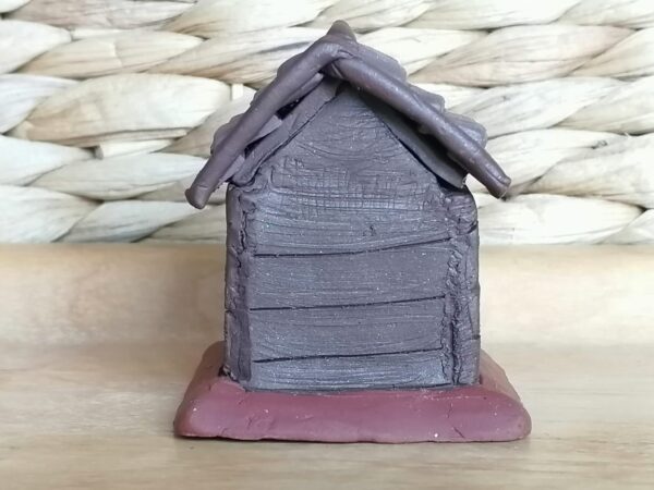 Dog house with a puppy polymer clay miniature set