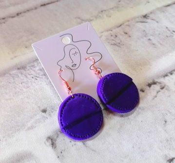 purple button earrings