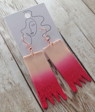 Cream and pink earrings