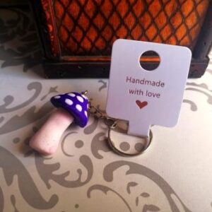 Purple mushroom keychain